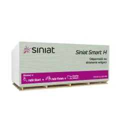 Гипсокартон влагостойкий SINIAT SMART H 12,5X1200X2500 - 72л